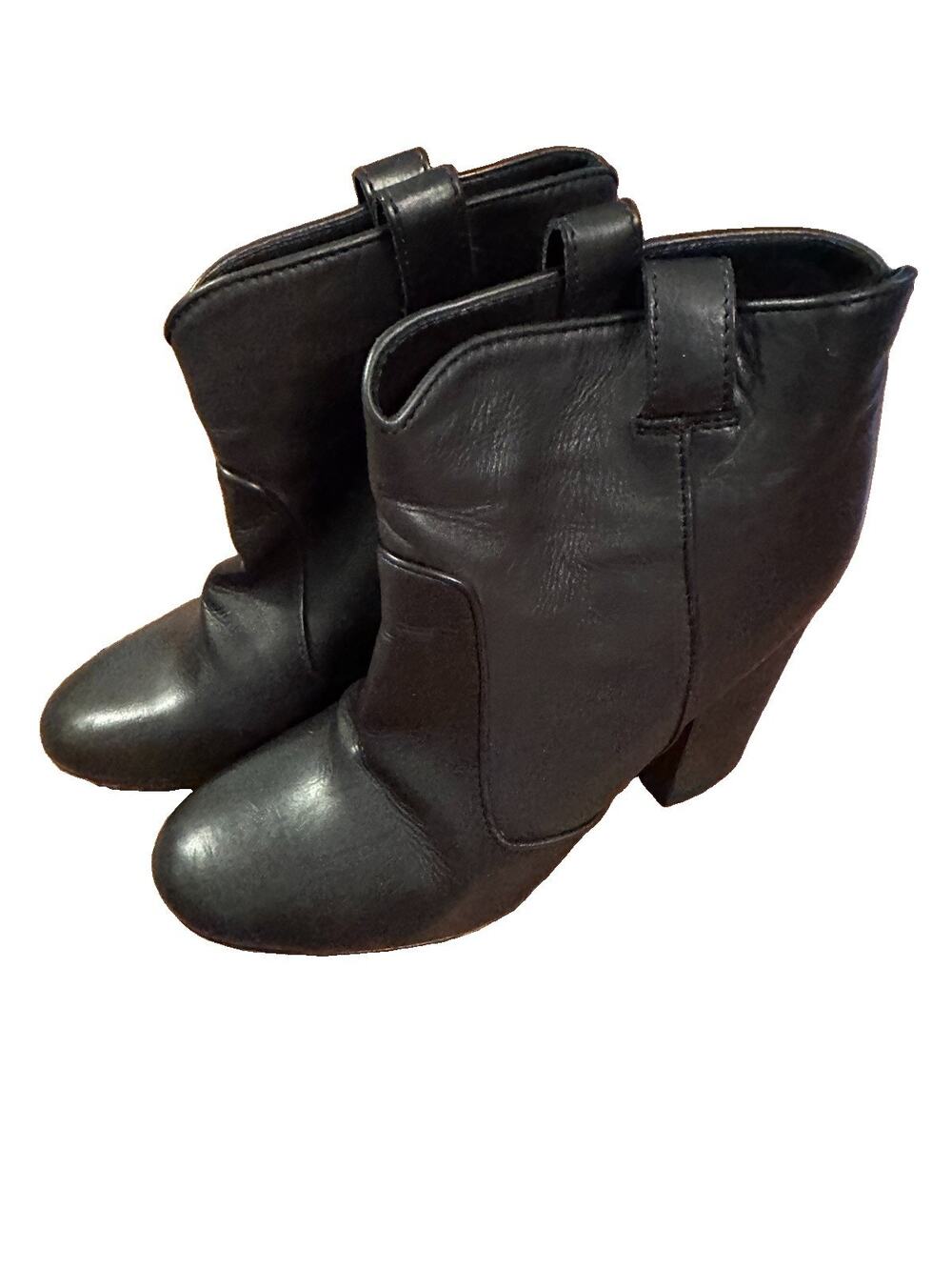 Laurence Dacade Paris Soft Black Leather Pull On Ankle Boots Block Heel Sz 35.5